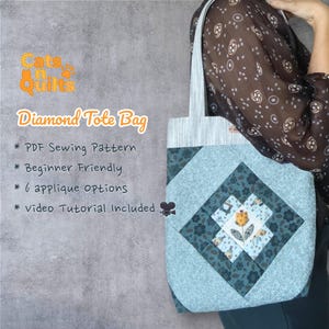 Diamond Tote Bag Sewing Pattern – DIY Patchwork Bag PDF, Beginner Friendly, Instant Download
