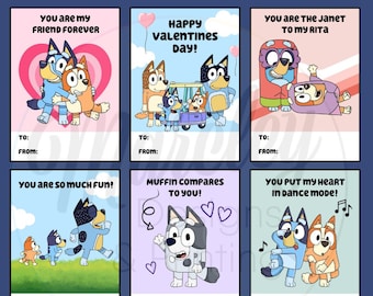 Blue Dog Themed Classroom Valentines | Bingo | Love | Heeler Family | Cards | Gift | Student | Teacher