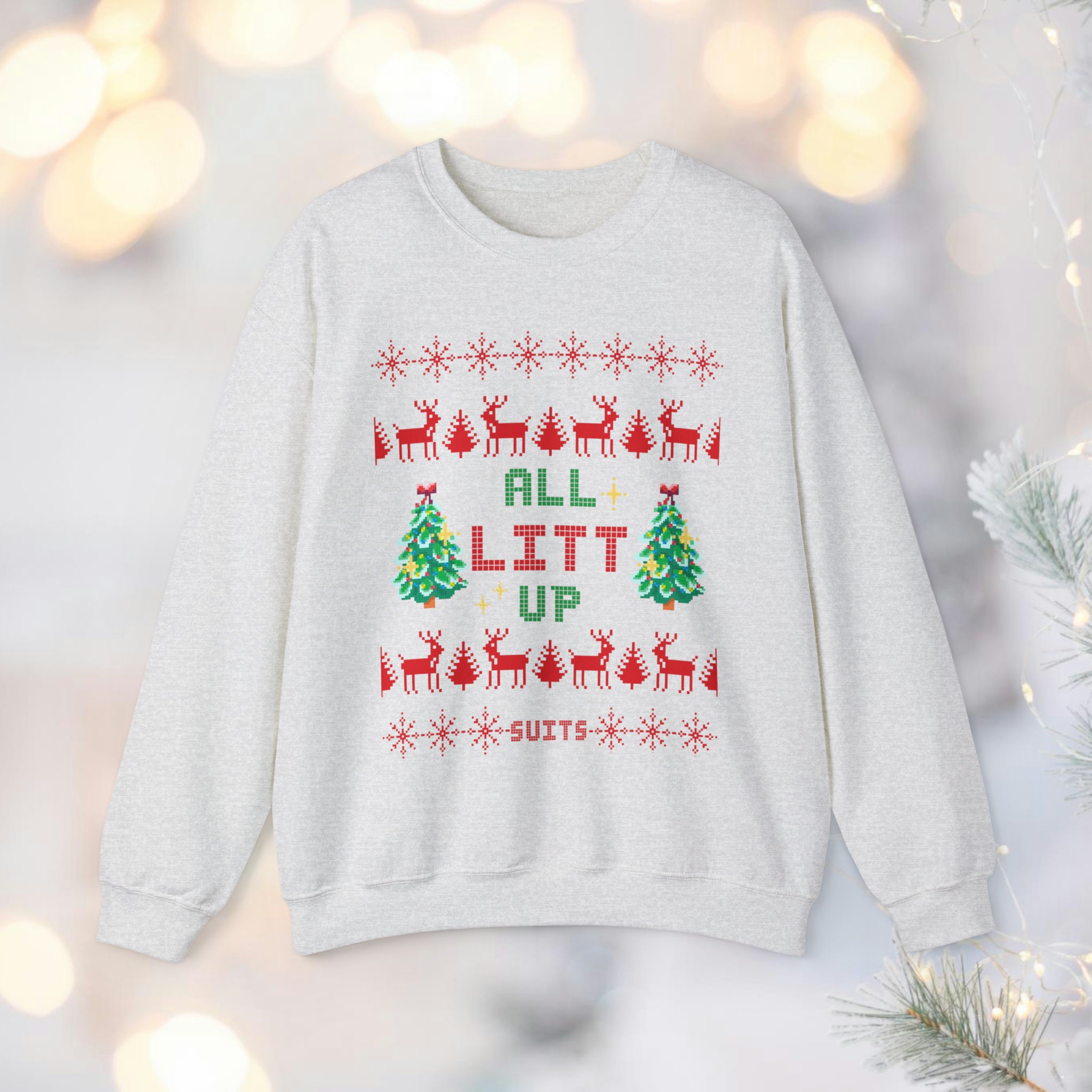 Suits TV Show Ugly Christmas Holiday | Unisex Heavy Blend™ Crewneck  Sweatshirt | Litt Up | Louis Litt | Funny | Cute | Gift | Party