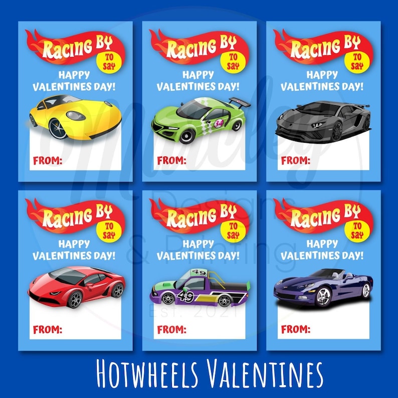Racing Classroom Valentines | Racecar | Sports Car | Hotwheels | Boys ...