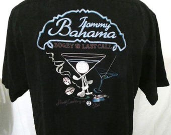 Tommy Bahama - Grande chemise décontractée noire brodée Bogey et soie Last Call