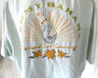 Tommy Bahama Green XXL SS Casual Shirt Embroidered Paradise Lounge Silk