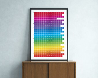 2018 Pantone Wall Calendar. A1 Year Planner. LARGE Size. Rainbow colours. Printable. INSTANT DOWNLOAD.