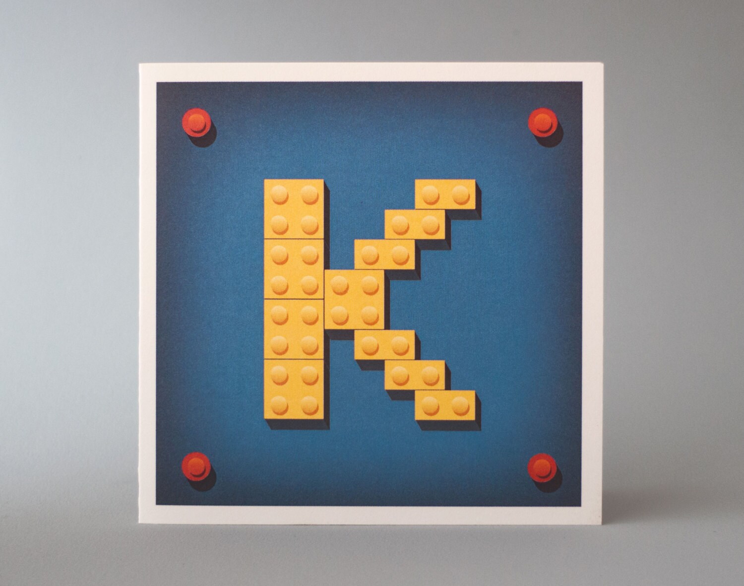 Letter K Lego Illustrated Card Lego Birthday Card Vintage Etsy