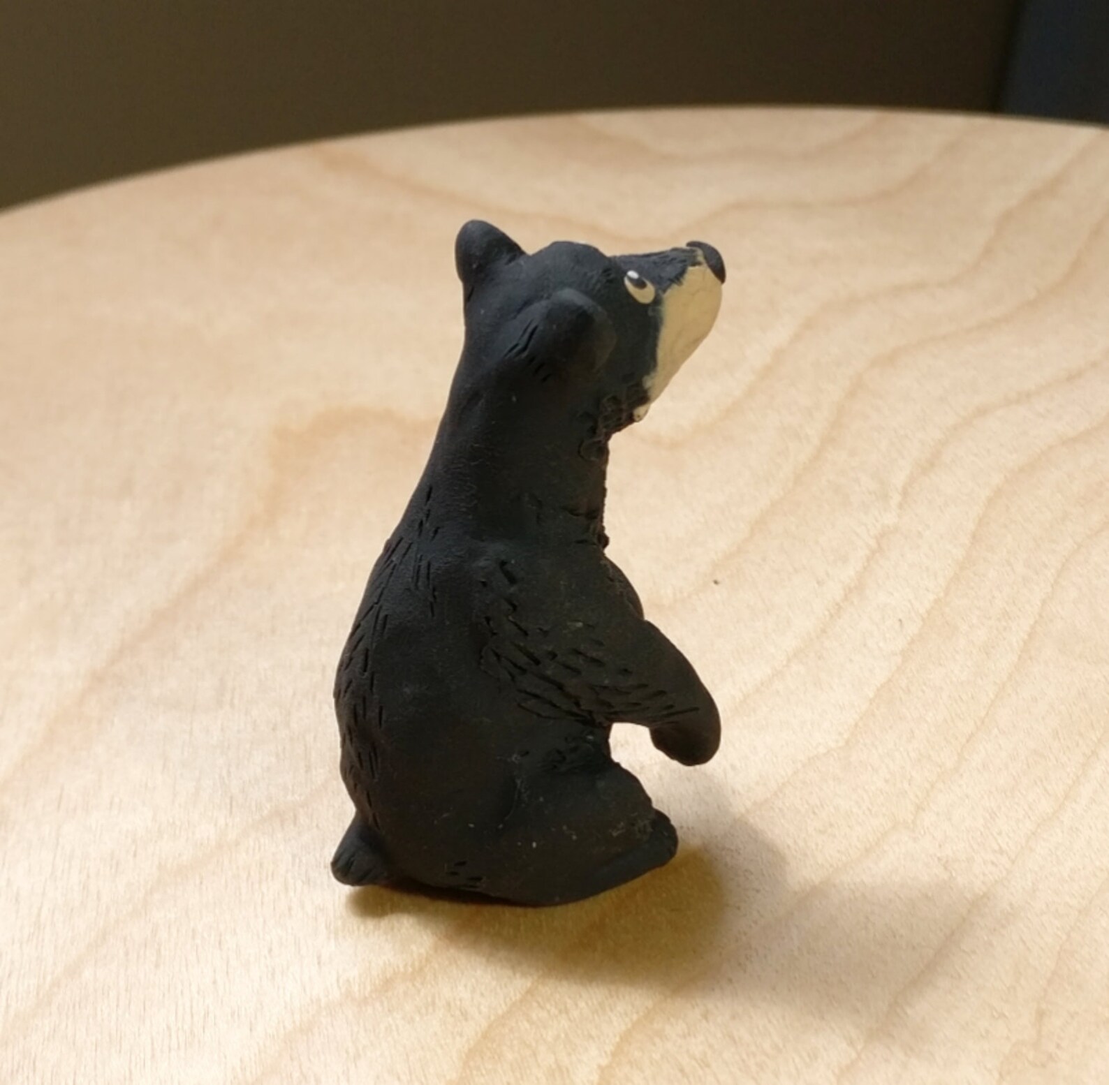 OOAK Black Bear Figurine Cute Polymer Clay Handmade Dollhouse Etsy