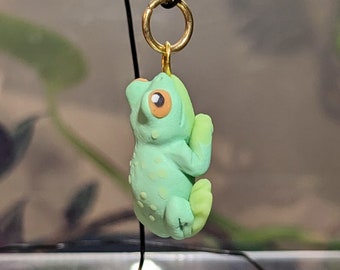 OOAK Tree Frog Pendant Polymer Clay Necklace Handmade Wildlife Jewelery