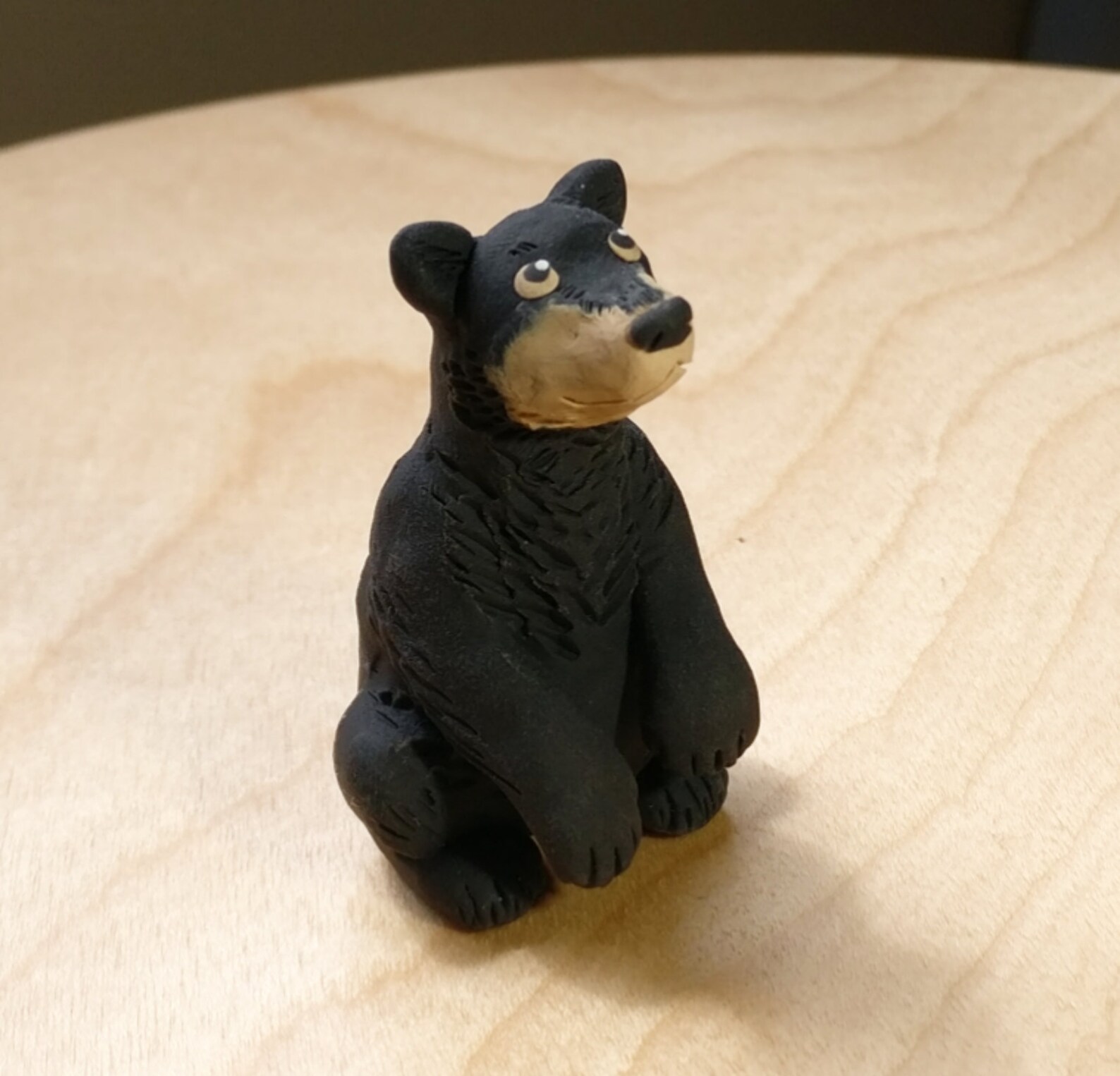 OOAK Black Bear Figurine Cute Polymer Clay Handmade Dollhouse Etsy