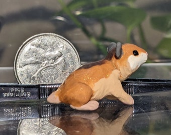 OOAK Syrian Hamster Figurine Polymer Clay Cute Handmade Pet Golden Hamster Doll Miniature Figure