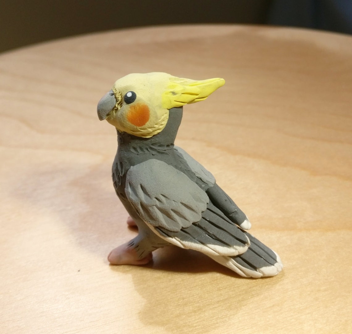 OOAK Cockatiel Figurine Polymer Clay Cute Handmade Pet Bird | Etsy