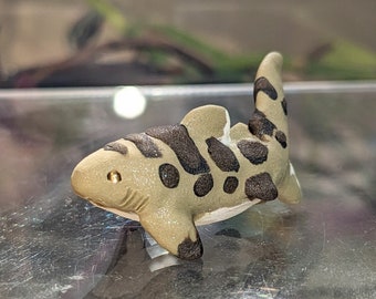 OOAK Leopard Shark Figurine Polymer Clay Cute Handmade Marine Life Dollhouse Miniature Figure