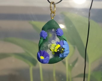 OOAK Bumblebee Pendant Cute Polymer Clay Handmade Seaglass Necklace