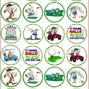 24 Assorted Golf Premium Pre-Cut Rice Paper Cup Cake Toppers