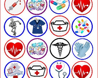 24 Assorted Pre Cut Nurse/Medical Premium Edible Rice Card Cup Cake Toppers