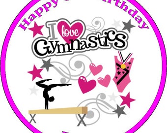 Personalised Gymnastics Edible Pre Cut Icing/ Rice Paper/24 Assorted pre cut Cup Cake Toppers