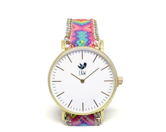 Cotton Candy Boho Braided Watch Timepiece FREE INTERNATIONAL SHIPPING