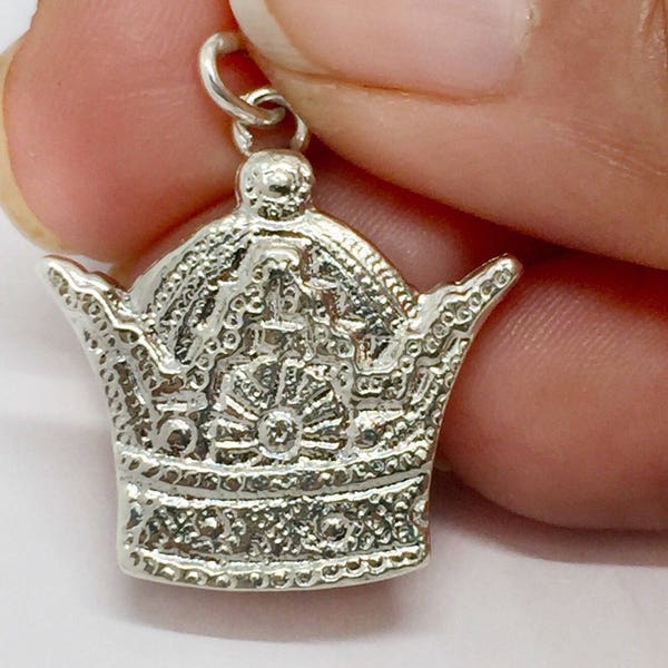925 Sterling Silver Pahlavi/Persian kingdom crown pendant 23 MM Mens,Womens Made in USA