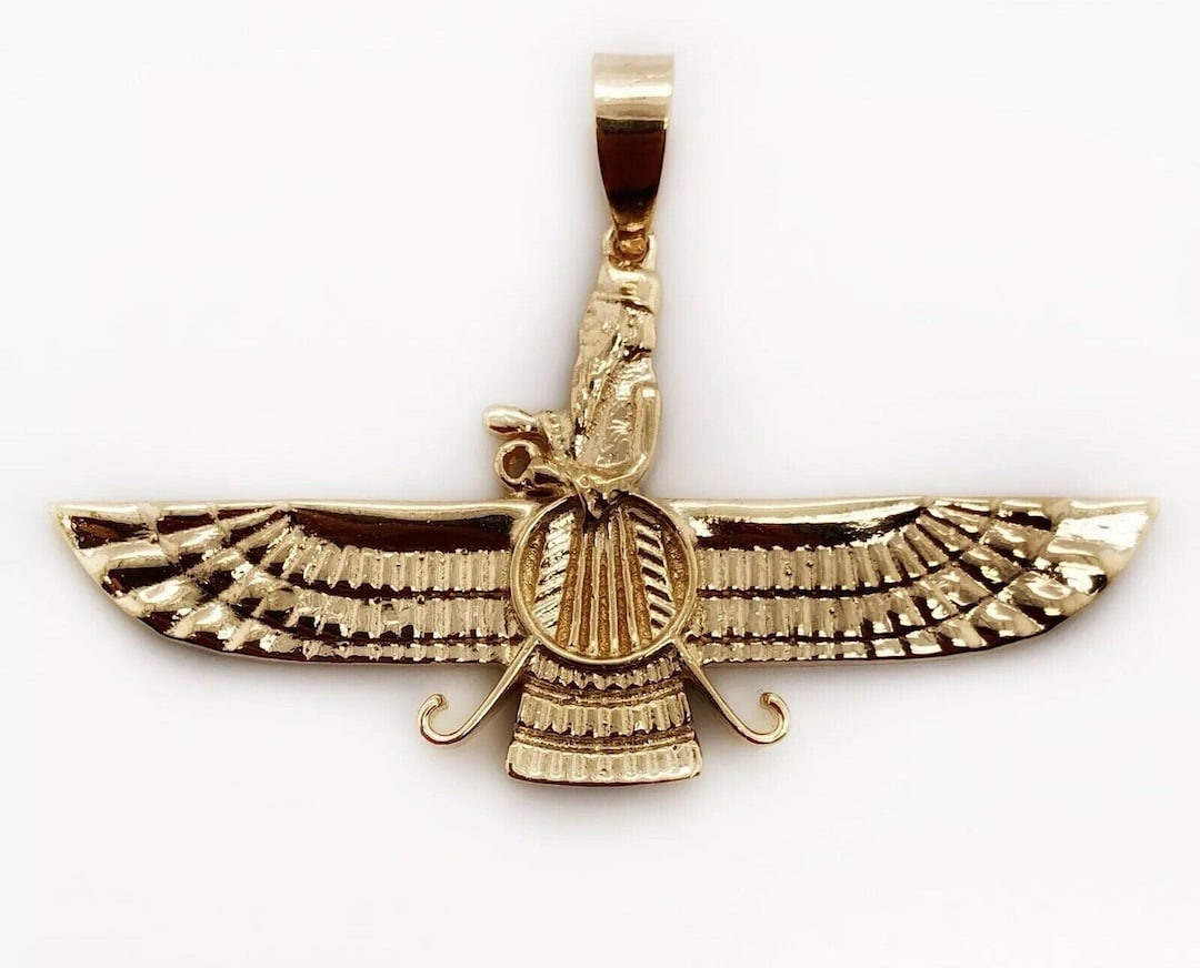 18k Yellow Gold Farvahar Ahura Mazda Zoroastrian Persian Achaemenian
