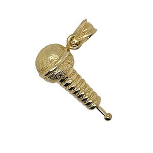 New 10k solid yellow Gold microphone Pendant singer music jewelry fine gift 2.9g