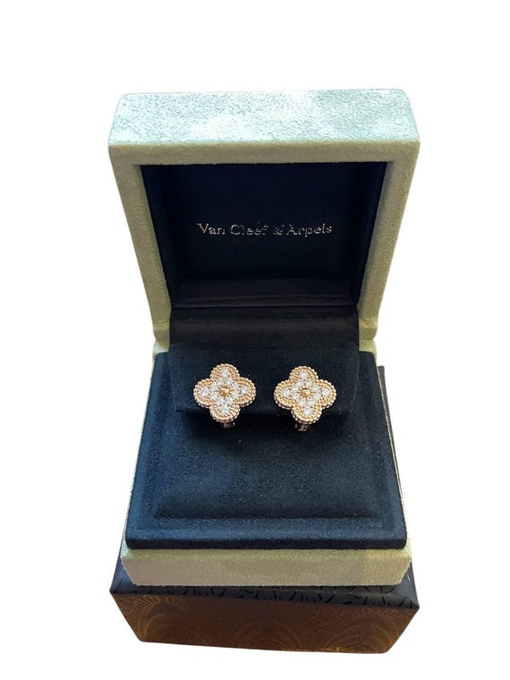 Vintage Alhambra Earrings Van Cleef & Arpels Rose Gold 750 K18 