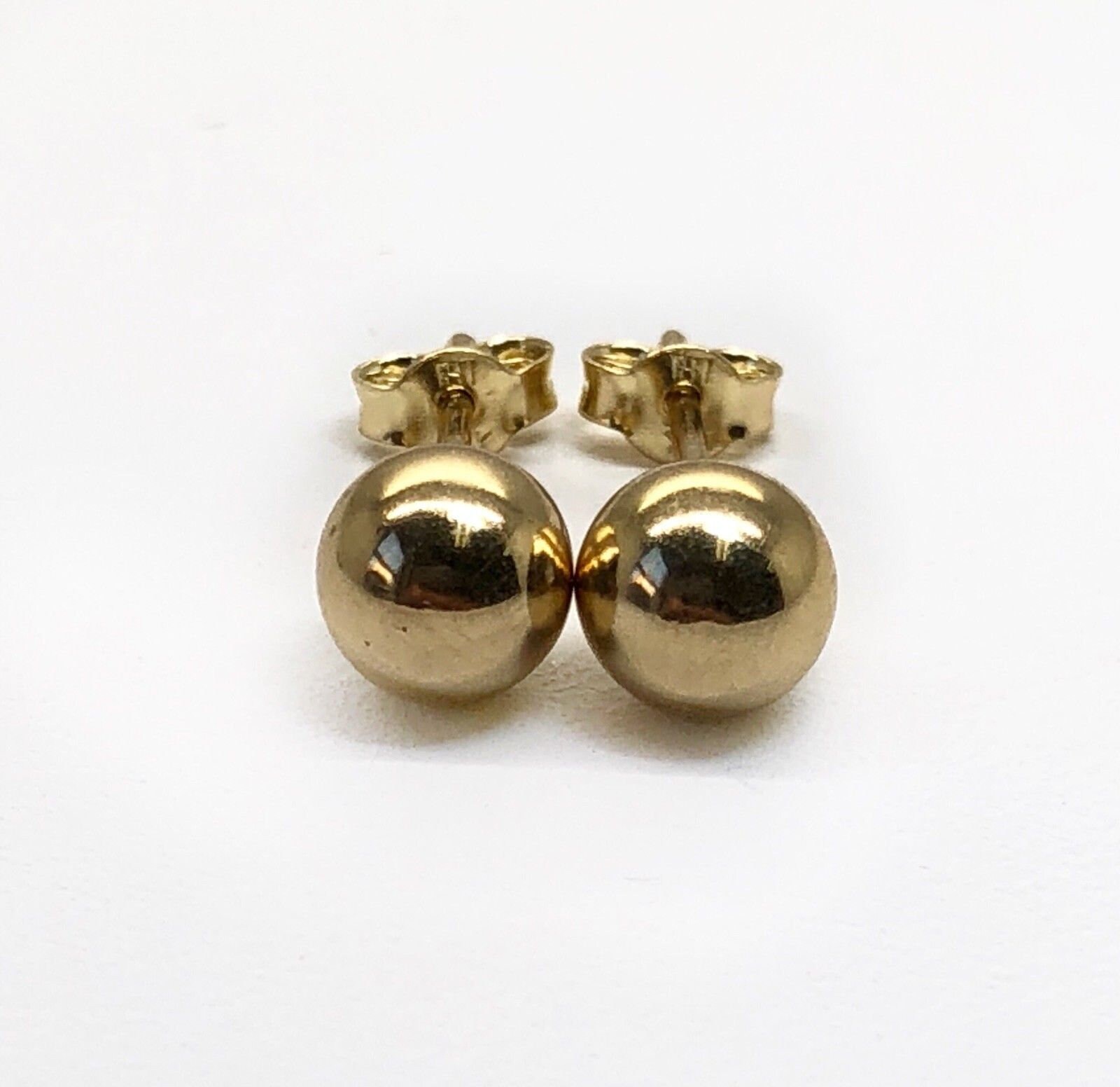 14K Yellow Gold 6 MM Shiny Ball Stud Earrings Unisex | Etsy