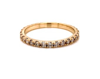 14k Yellow Gold Natural Round Diamond Eternity Band Ring 0.70 Ct Size 6.5