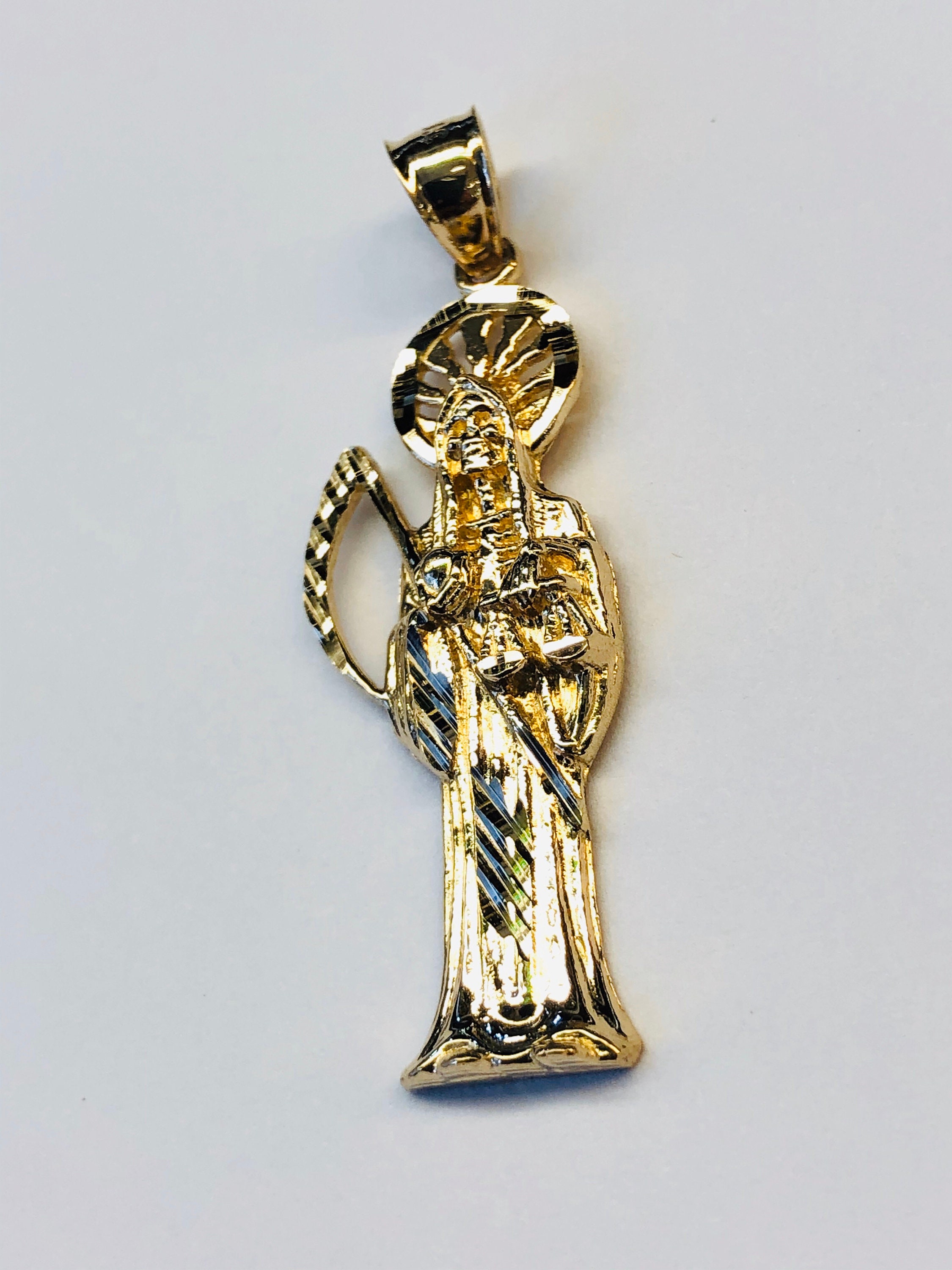 Solid gold santa muerte pendant Clearance