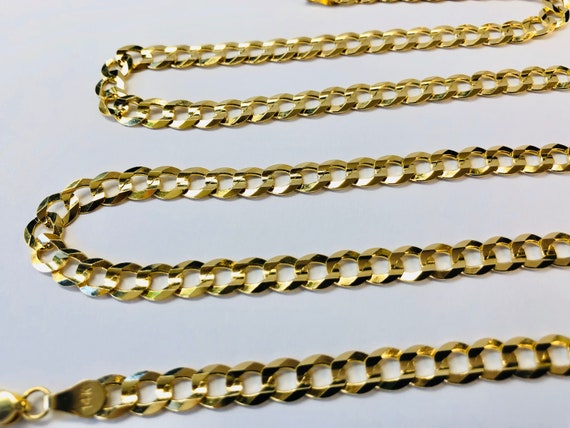 Mens 14k Solid Yellow Gold Cuban Link Chain Neckl… - image 2