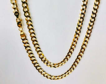 Mens 14k Solid Yellow Gold Cuban Link Chain Necklace 24”, 5.7mm 20 Grams
