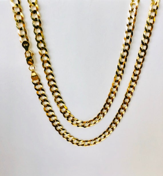 Mens 14k Solid Yellow Gold Cuban Link Chain Neckl… - image 1