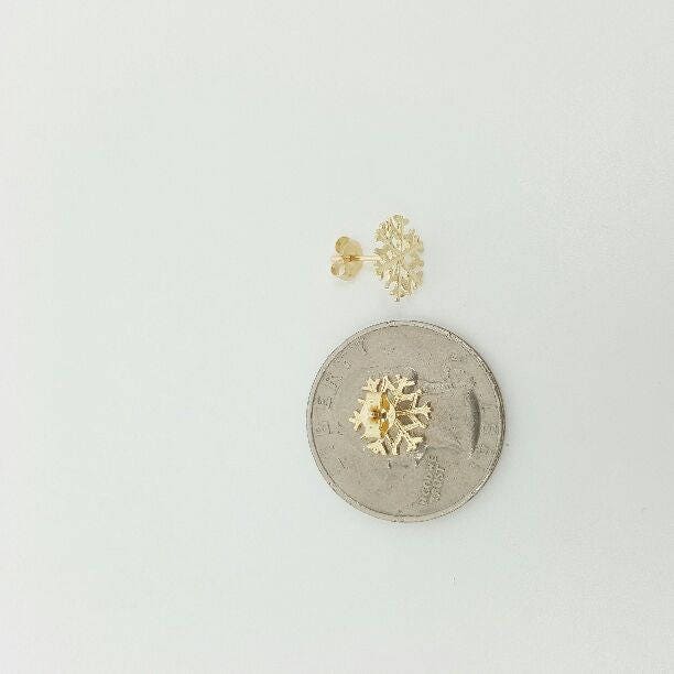 Schneeflocke Ohrstecker Gold 14 Karat, Mit Stein 10,72 Mm