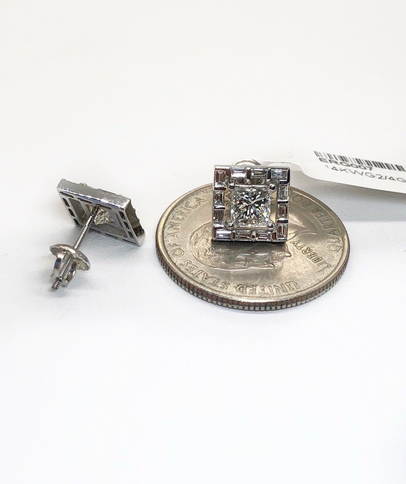 Ohrstecker 1,00 Kt Princess Cut VVS1/D Lab Created 6 Mm 14 K Weißgold
