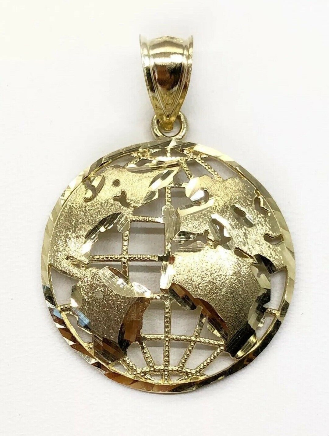 10k Gold Earth Pendant Buy Real 10K Yellow Gold Round Globe Planet
