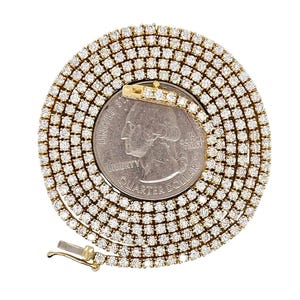 14k Yellow Gold 7.7 ct Round Brilliant Natural Diamond Tennis Necklace 24 in