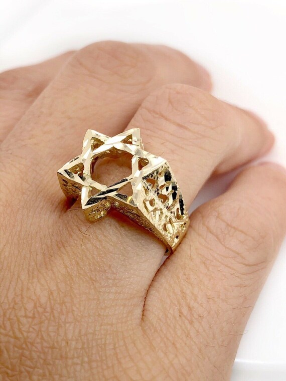 Men's Solid 10k White Gold Star Of David Ring – Jewish Symbol Magen David Band