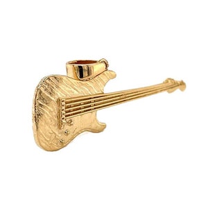 Mens 14k Solid Yellow Gold Stratocaster Guitar Pendant 8.1 Grams 2”