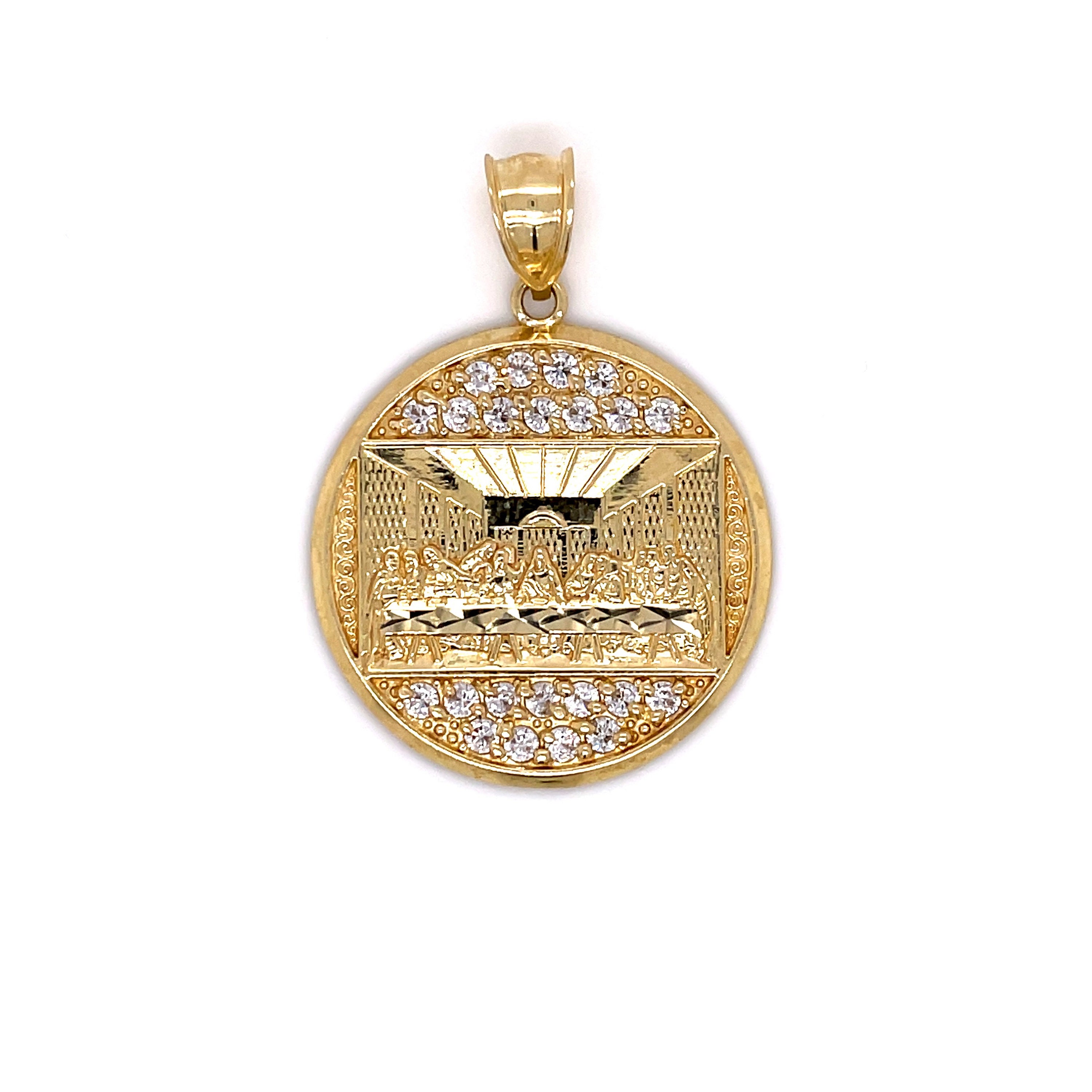 GOLD ULTIMA CENA Letztes Abendmahl Anhänger 10k Massiv Echt Charm