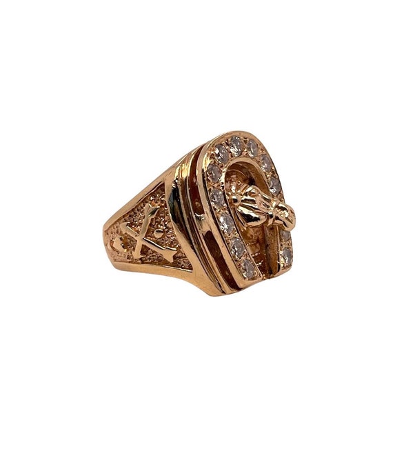 Mens diamond horseshoe pinky cheap ring