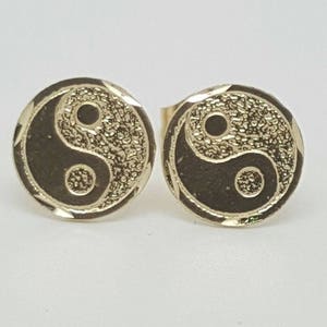 14k Solid Gelb Gold Yin Yang Ohrstecker Ohrringe Push Back 8 MM