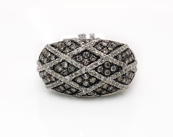 14k White Gold 1.44 TCW Natural Diamond wide Dome Ring