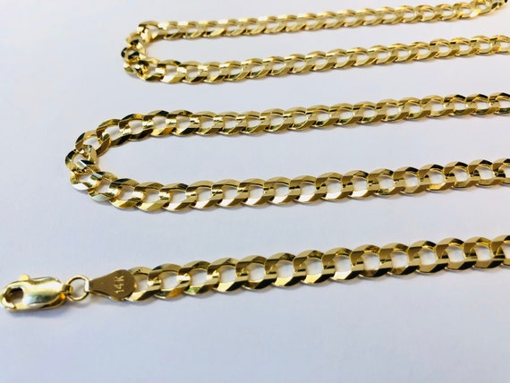 Mens 14k Solid Yellow Gold Cuban Link Chain Neckl… - image 7