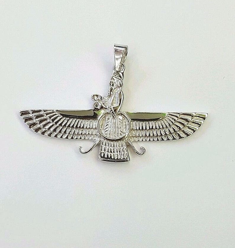 18k White Gold Farvahar Ahura Mazda Zoroastrian Persian Etsy