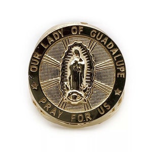 Mens Ring 10K Solid Yellow Gold Virgin Mary Our Lady of Guadalupe Pray For Us