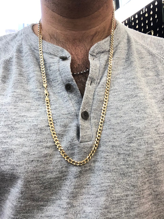 Mens 14k Solid Yellow Gold Cuban Link Chain Neckl… - image 8
