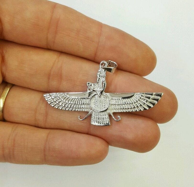 18k White Gold Farvahar Ahura Mazda Zoroastrian Persian Etsy