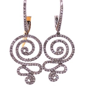 14k White Gold 0.96 Ct Natural Diamond Dangle Earrings SI1-2 G-H