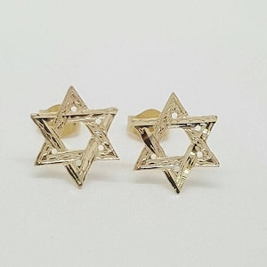 14k real gold Star of David Stud Earring