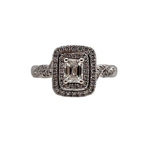 14k White Gold 1.25 Ct Natural Round & Emerald Cut Diamond Engagement Ring