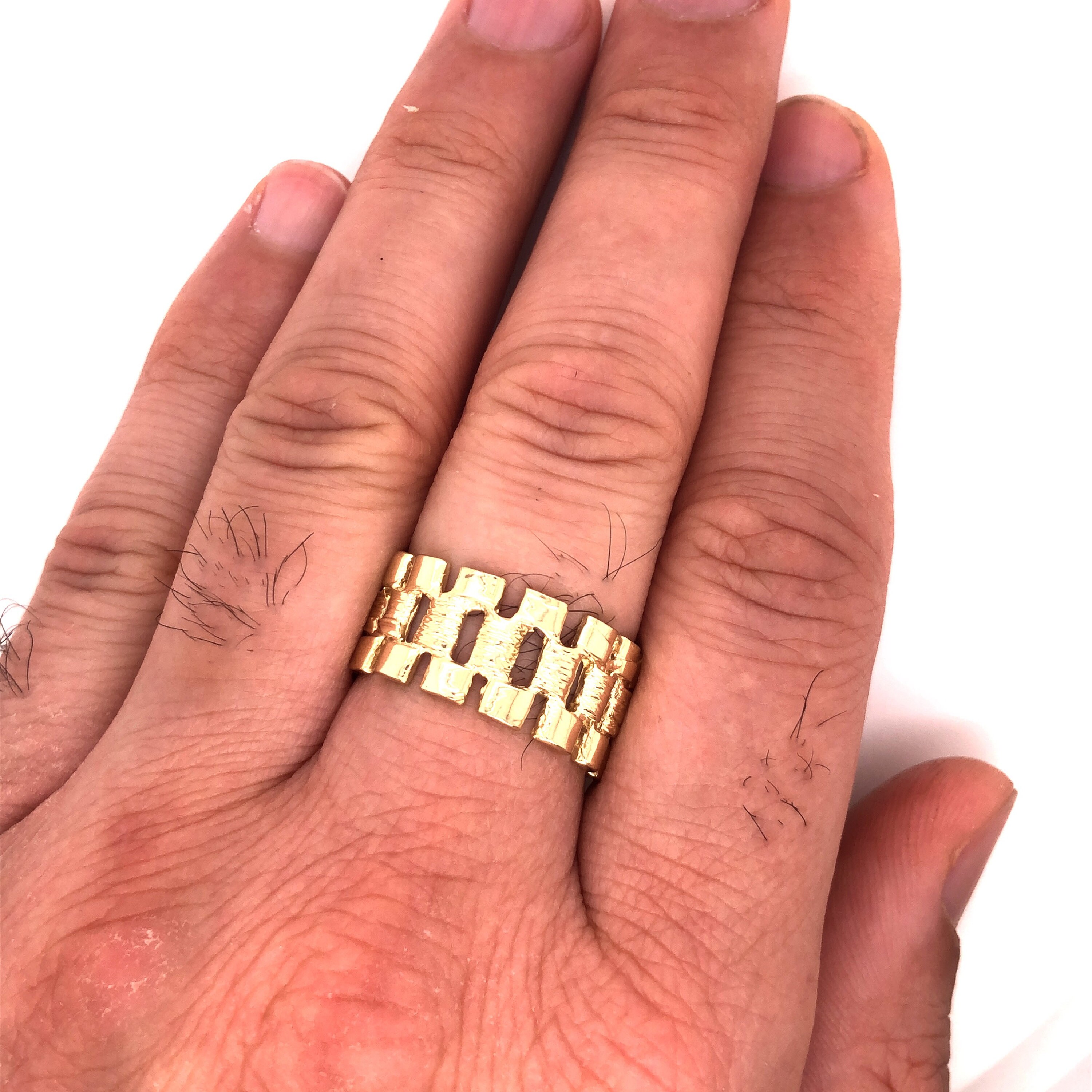 10k oro amarillo s lido hombres Rolex estilo enlace anillo 6.8