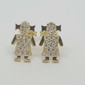 14k Solid gold baby girl stud earrings