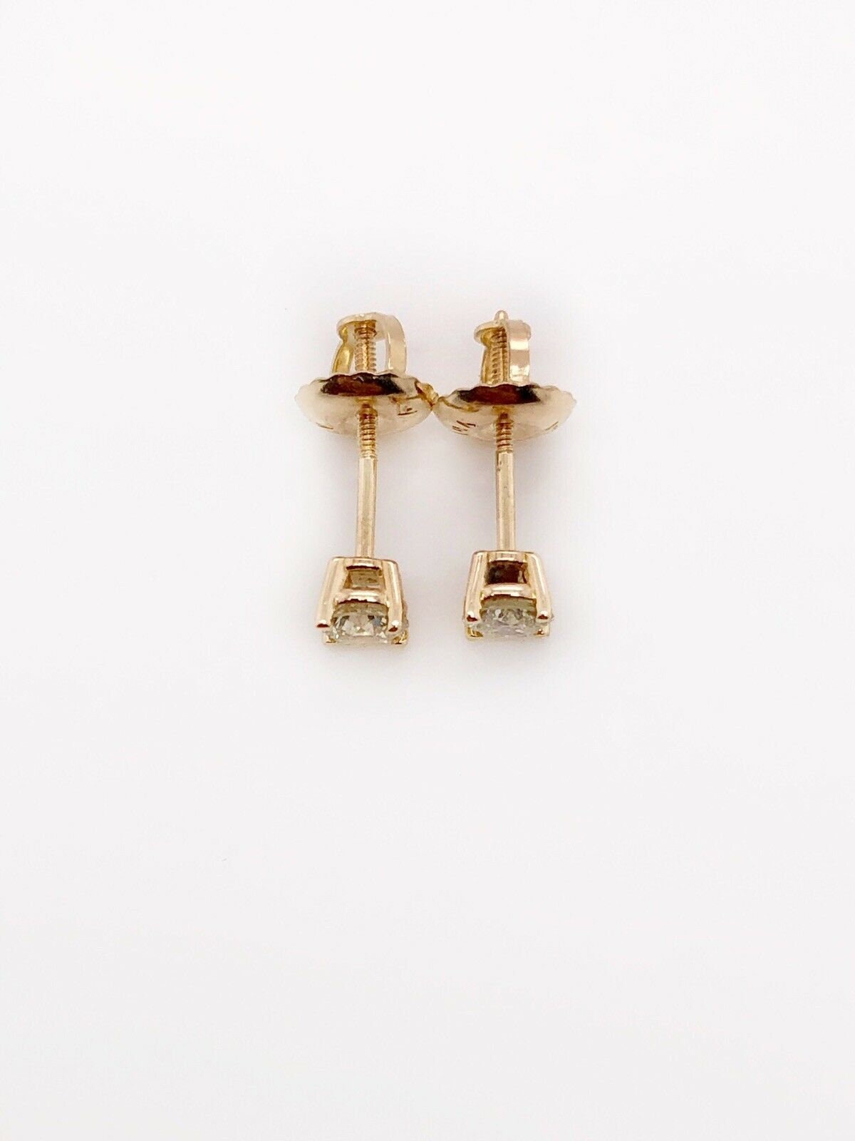 Orecchini A Perno In Oro Giallo 14k Con Zirconia Cubica Rotonda 3mm - Chiusura A Vite